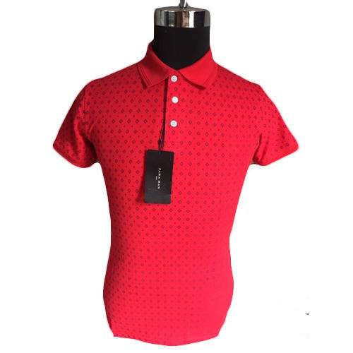 Mens Printed Red Collar T shirt  by Latha Exports Huf