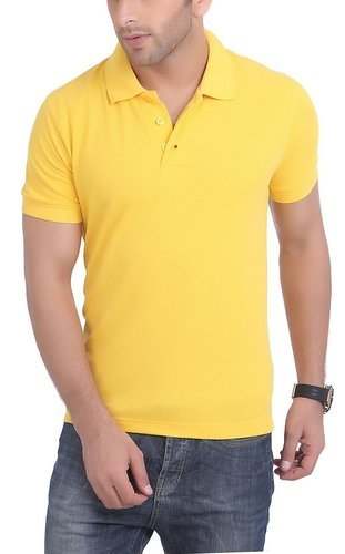 Plain Yellow Polo T Shirt For Mens by Ninex Apparels