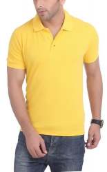 Plain Yellow Polo T Shirt For Mens