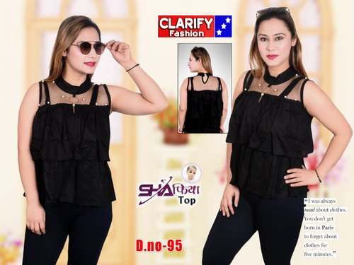Black Net Boat Neck Sleevless Top