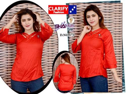 Red Fancy Top For Girls by Clarify Fashion