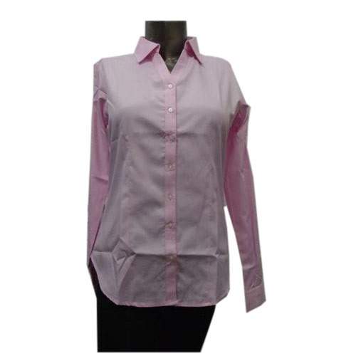 Baby Pink Formal Cotton Shirt For Ladies by Abhishek Collection