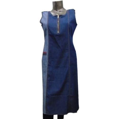 Denim Long Ladies Zip Kurti by Abhishek Collection