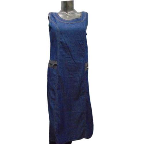 Sleeveless Denim Long Kurti by Abhishek Collection