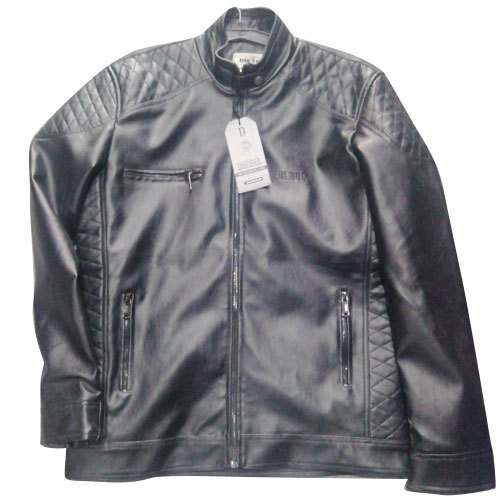 Mens Leather Black Jacket by MZ Fashion