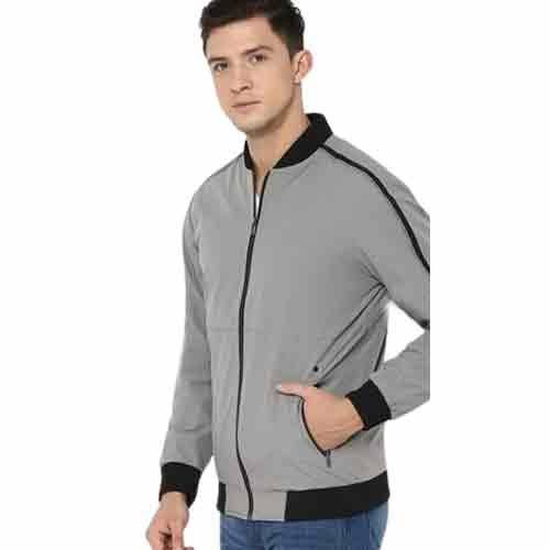 Stylish Mens Plain Grey Jacket by MZ Fashion