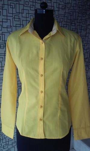 Ladies Formal Plain Yellow Shirt