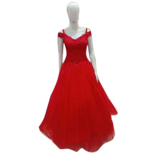 Designer Red Party Wear Gown For Girls by Krista Apparel
