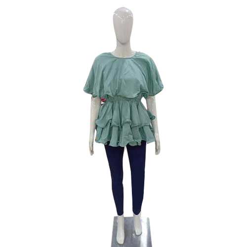 Fancy Plain Green Top For Ladies by Krista Apparel