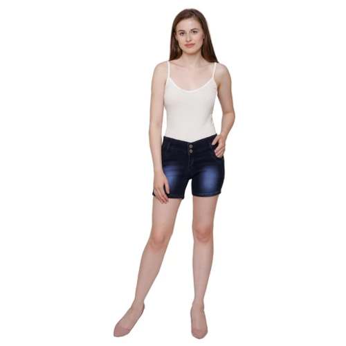 Denim Blue Silk Shaded Girls Shorts by ACJ Mart Private Limited
