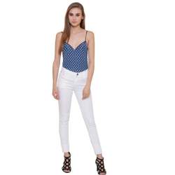 Denim White Silk Saree