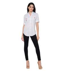 Girls Cotton Printed White Shirt