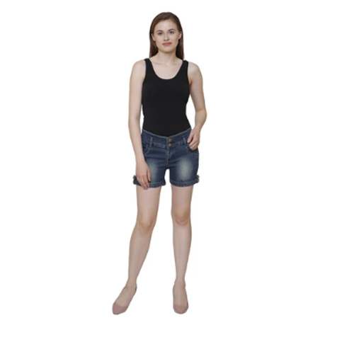 Shaded Denim Short For Ladies