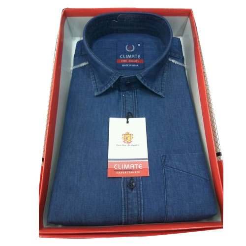 Collar Neck Denim Shirt For Mens by GANESH CREATION