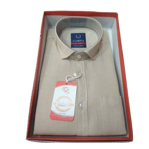 Cream Plain Shirt For Mens by GANESH CREATION