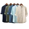 Casual wear Plain Linen Men Shirt