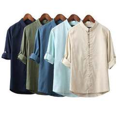 Casual wear Plain Linen Men Shirt