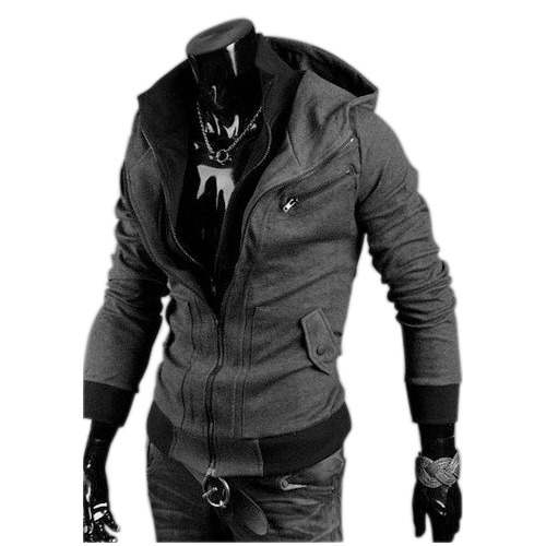 Mens Grey Zip Full Sleeve Hoodies