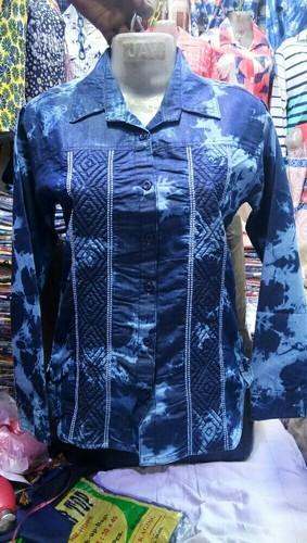 Denim Faded Shirt For Ladies