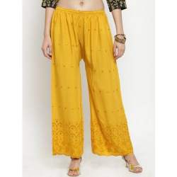 Ladies Yellow Chikan Palazzo