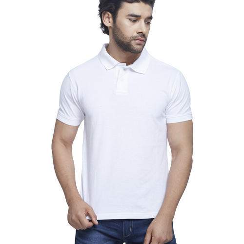Mens White Collar T Shirt