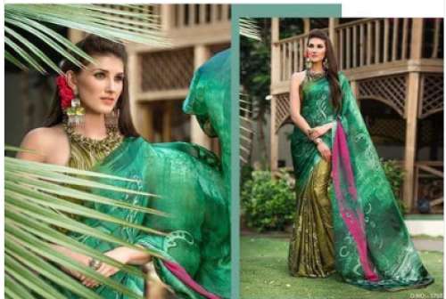 Green color Trendy Silk Party Wear designer Saree