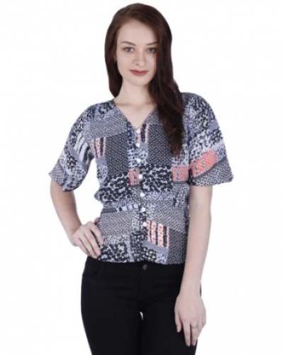 Black printed Casual Short Top by Stylla Creation