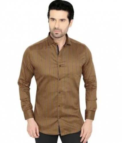 Brown Stripe design Shirt for Mens  by Stylla Creation