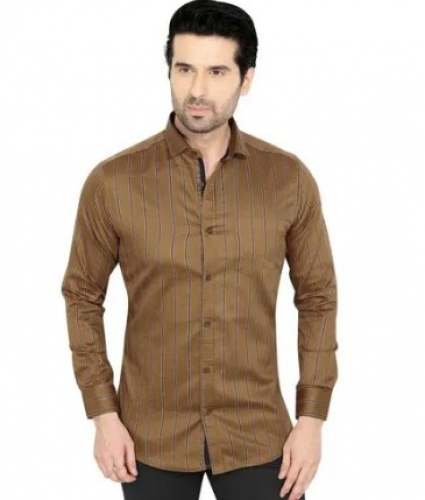 Brown Stripe design Shirt for Mens  by Stylla Creation
