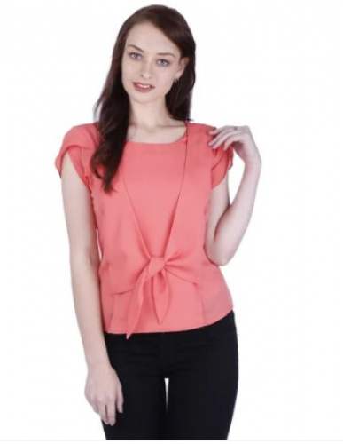 Peach Color Casual Cap Sleeve Top  by Stylla Creation
