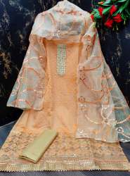 Fancy Cotton Dress Material With Heavy Work