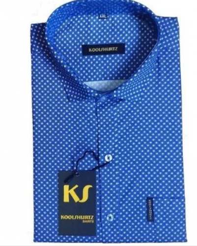 Blue Polka Dot Half Sleeve Mens Shirt by Ontrack Suppliers Private Limited