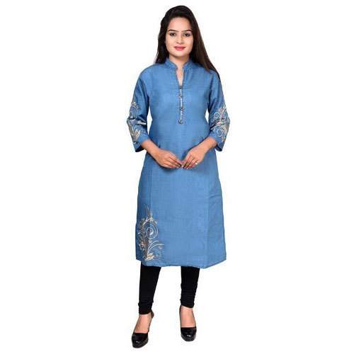 Embroidered Denim kurti for Ladies