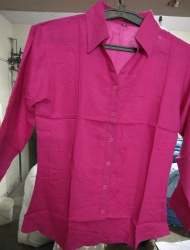 Plain Pink Collar Ladies Shirt