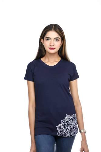 Plain Blue T shirt with Bottom Printed by The Gold Star Enterprises