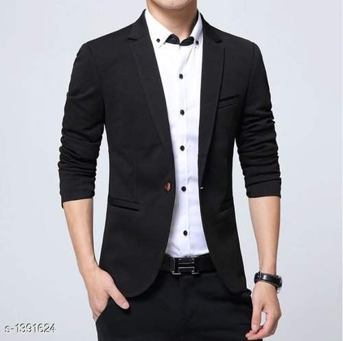 Black Plain Mens Cotton Blazer by Online Fashion Shop