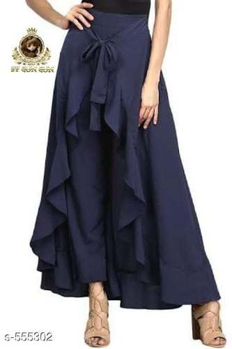 Fancy Plain Ruffle Palazzo Pant