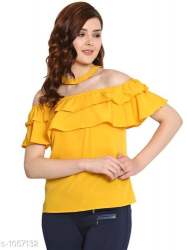 Ladies Western Off Shoulder Yellow Top