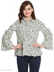 White Printed Fancy Party Wear Top