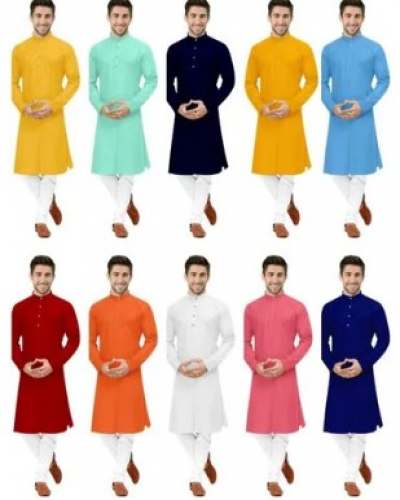 Long Sleeve Plain Cotton Mens Kurta