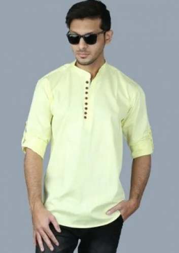 Regular Wear Shirt Style short Plain Kurta by M.Hariom Traders