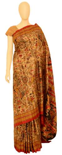 Manjusa Art Printed Tasar Ghicha Saree