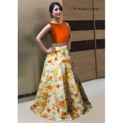 Designer Crop Top With Printed Lehenga