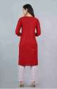Red Printed Kurti With Pant thumb 2