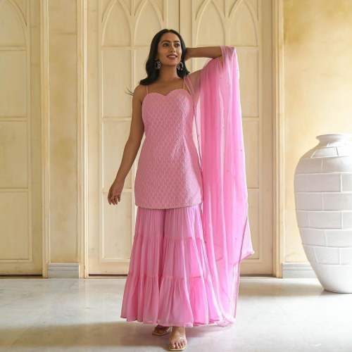 Fox Georgette With Embroidery Sharara Palazzo
