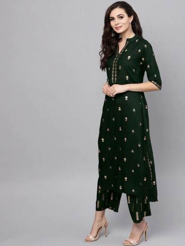 Gold Block Printed Kurta With Palazzo
