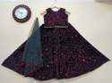 Kids Velvet Sequence Embroidery Lehenga thumb 2
