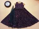 Kids Velvet Sequence Embroidery Lehenga thumb 4