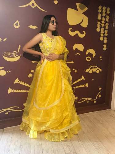 Sunny Yellow Gotta Ruffle Lehenga Choli 