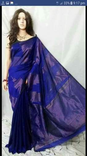 Designer Handloom Cotton Silk Zari Temple Saree